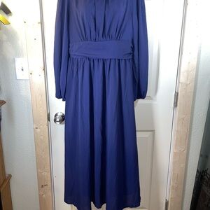 Elegant Long‎ Sleeve Royal Blue Dress
